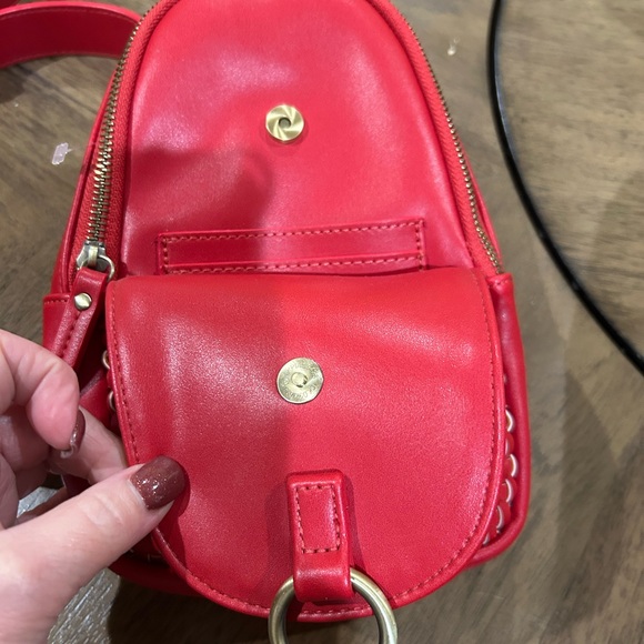 Anthropologie Red Woven Vegan Leather NWOT Crossbody Sling Bag, 12 x 7. - Picture 11 of 14